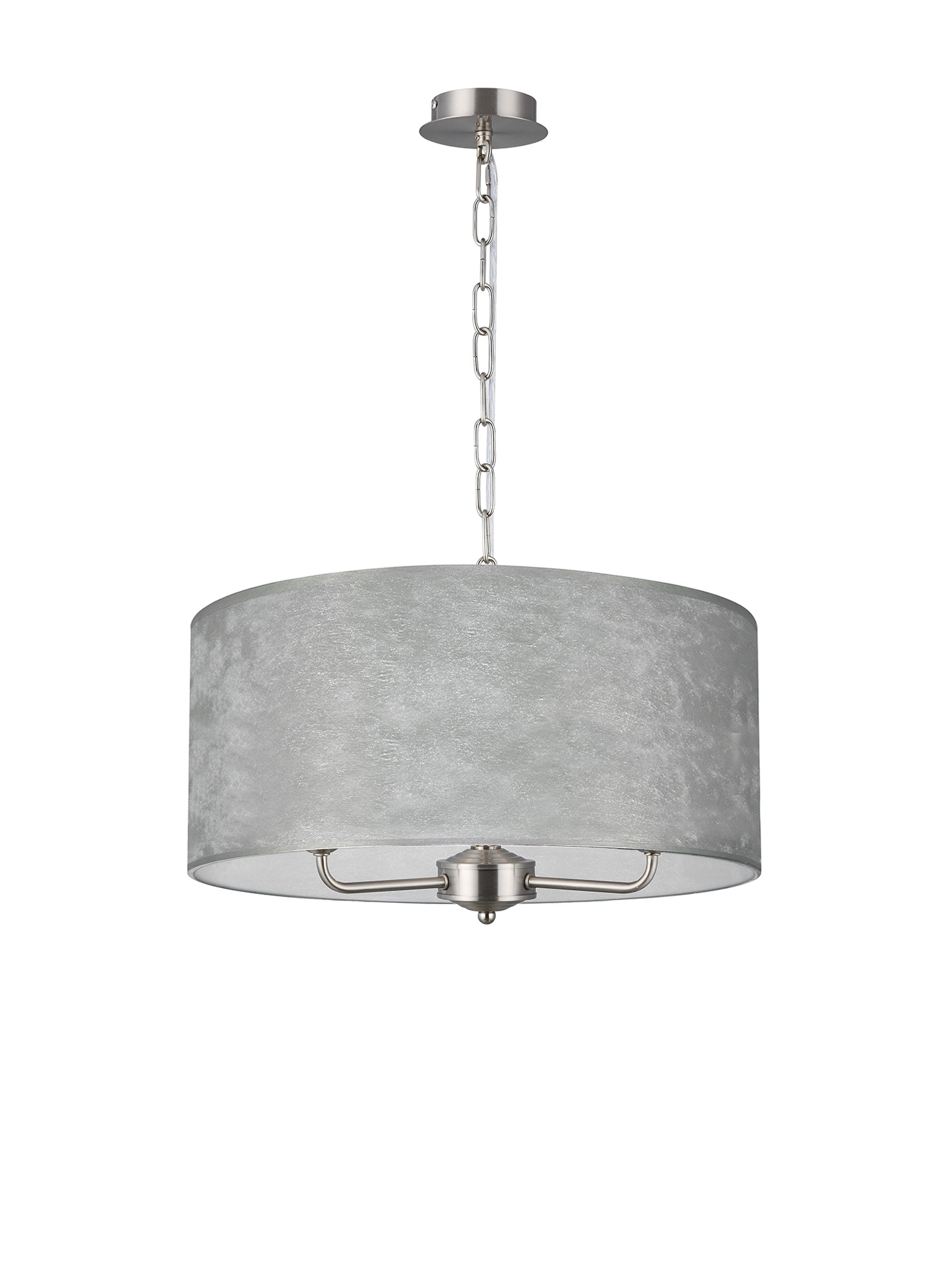 Banyan 50cm 3 Light Pendant Satin Nickel, Silver Leaf DK0856  Deco Banyan